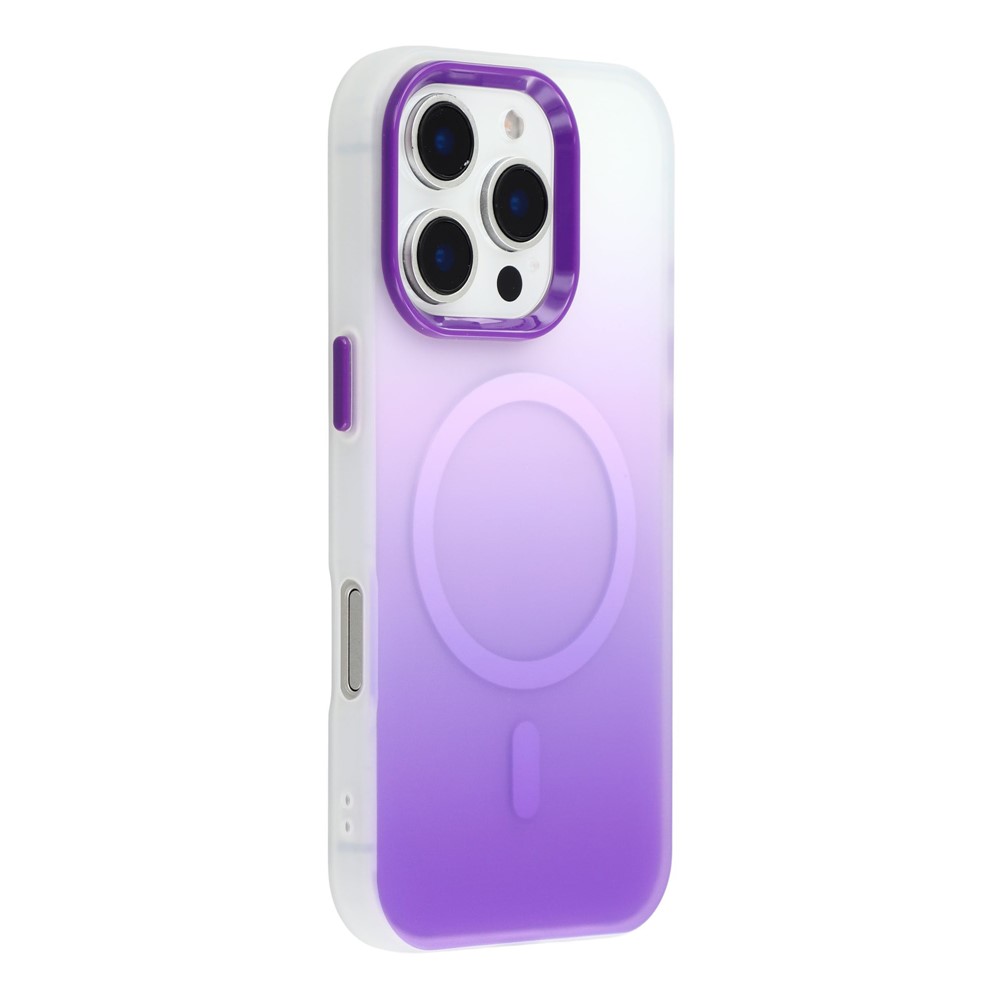 For iPhone 16 Pro Max Case Compatible with MagSafe Gradient Frosted Design PC + TPU Phone Cover - Purple