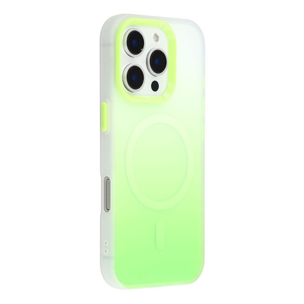 For iPhone 16 Pro Case Compatible with MagSafe Gradient Frosted Design PC + TPU Phone Cover - Green