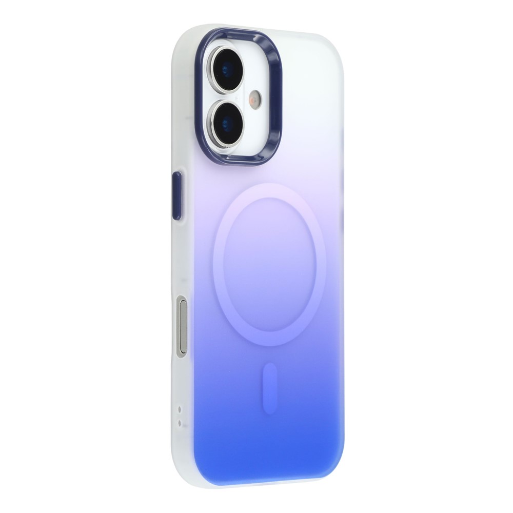 For iPhone 16 Case Compatible with MagSafe Gradient Frosted Design PC + TPU Phone Cover - Blue