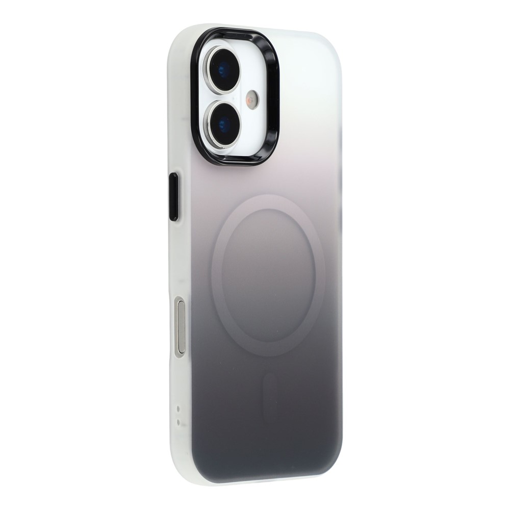 For iPhone 16 Case Compatible with MagSafe Gradient Frosted Design PC + TPU Phone Cover - Black