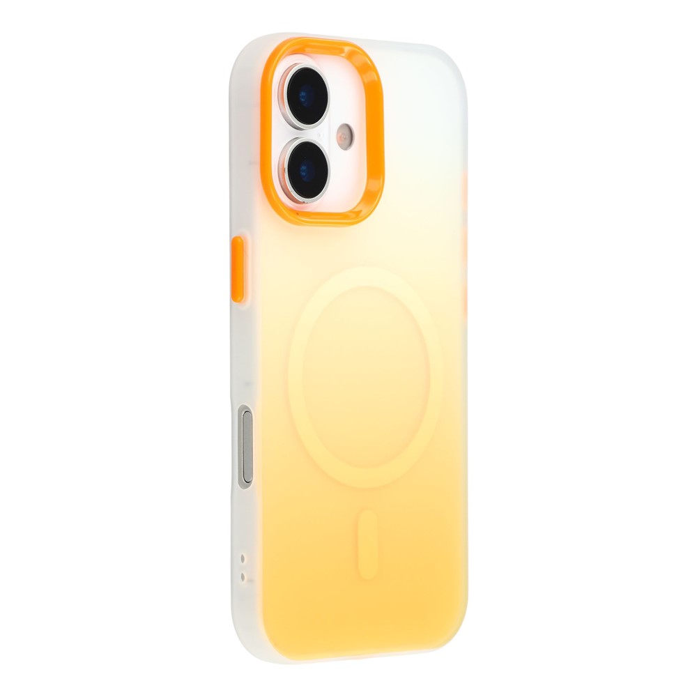 For iPhone 16 Plus Case Compatible with MagSafe Gradient Frosted Design PC + TPU Phone Cover - Orange