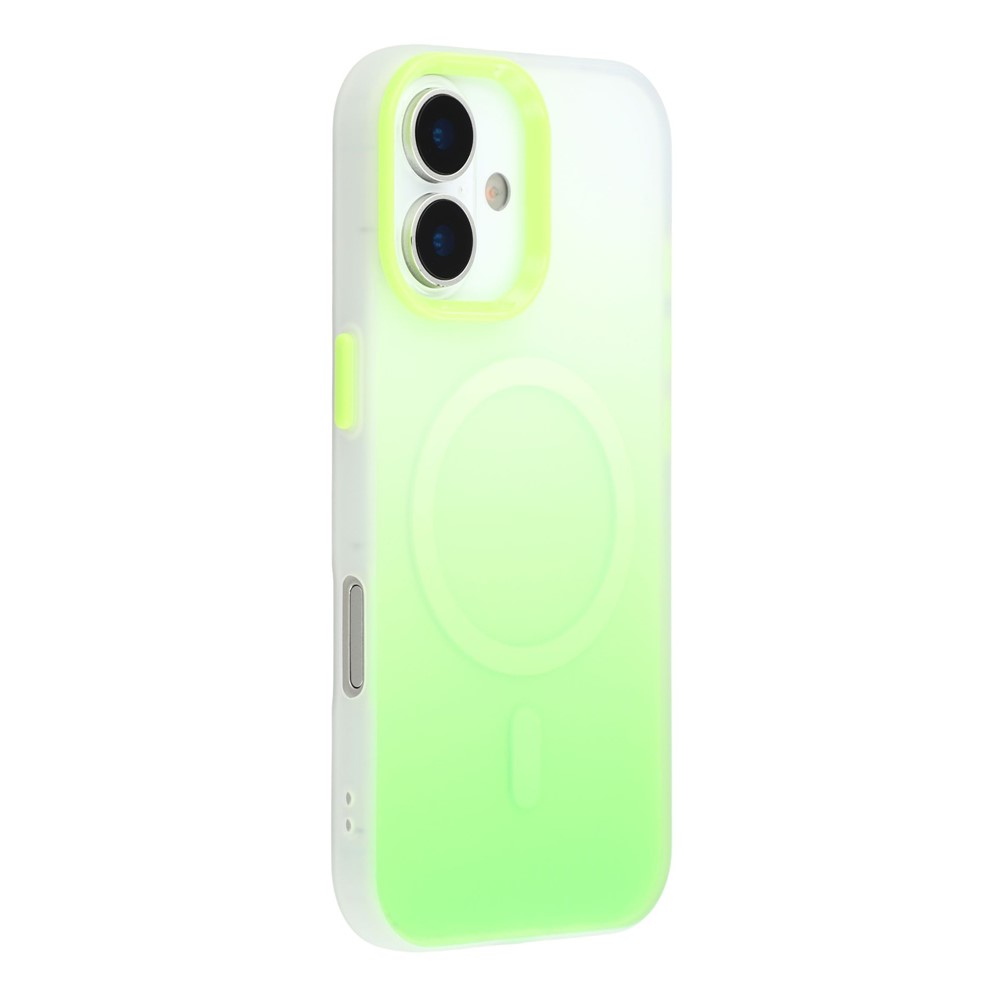 For iPhone 16 Plus Case Compatible with MagSafe Gradient Frosted Design PC + TPU Phone Cover - Green
