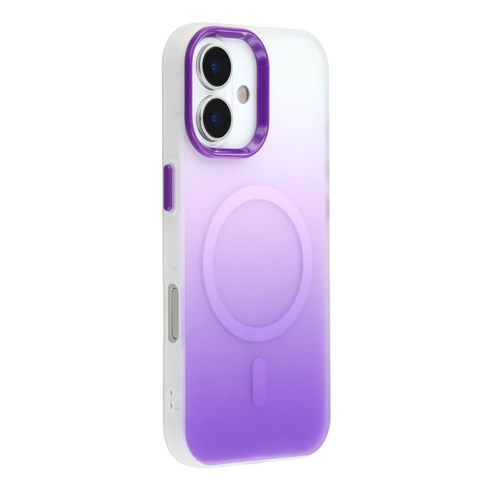 For iPhone 16 Plus Case Compatible with MagSafe Gradient Frosted Design PC + TPU Phone Cover - Purple
