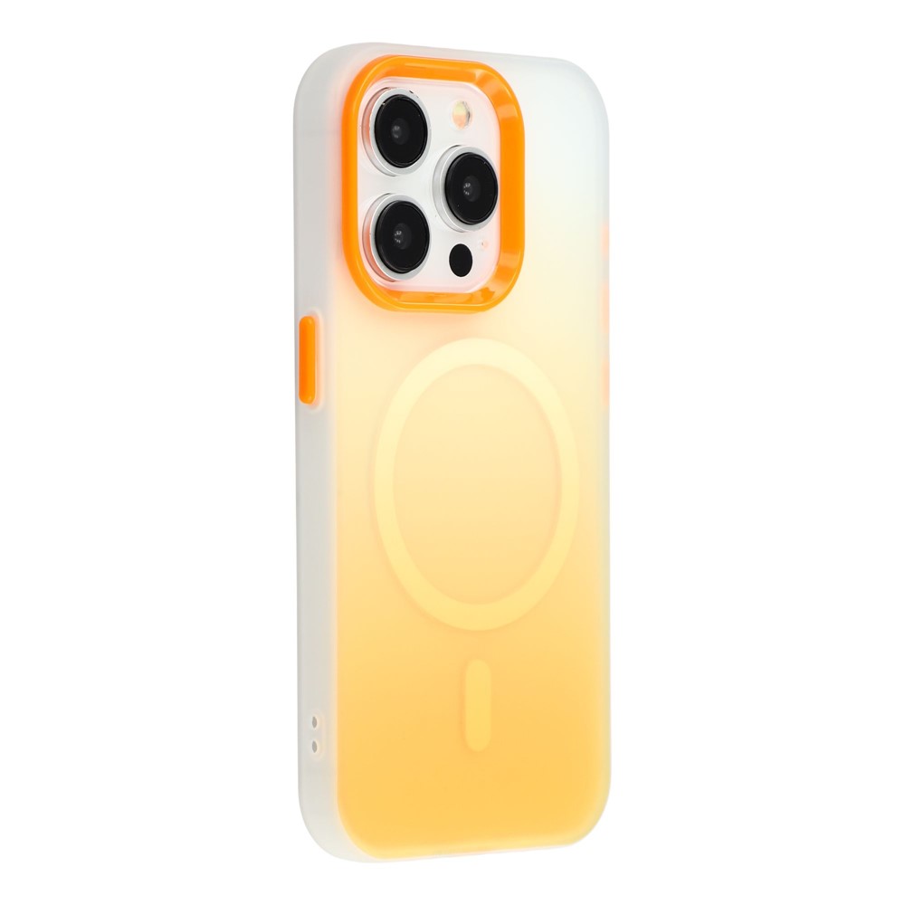 For iPhone 14 Pro Case Compatible with MagSafe Gradient Frosted Design PC + TPU Phone Cover - Orange