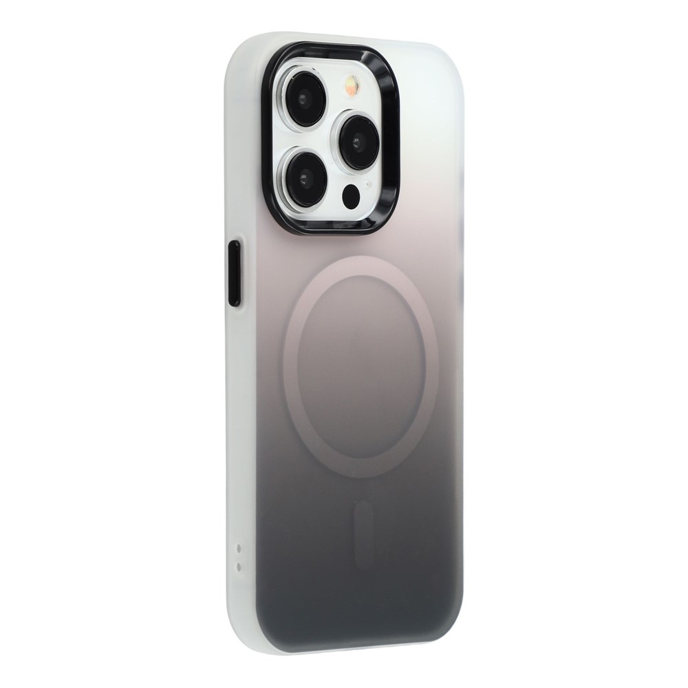 For iPhone 14 Pro Case Compatible with MagSafe Gradient Frosted Design PC + TPU Phone Cover - Black
