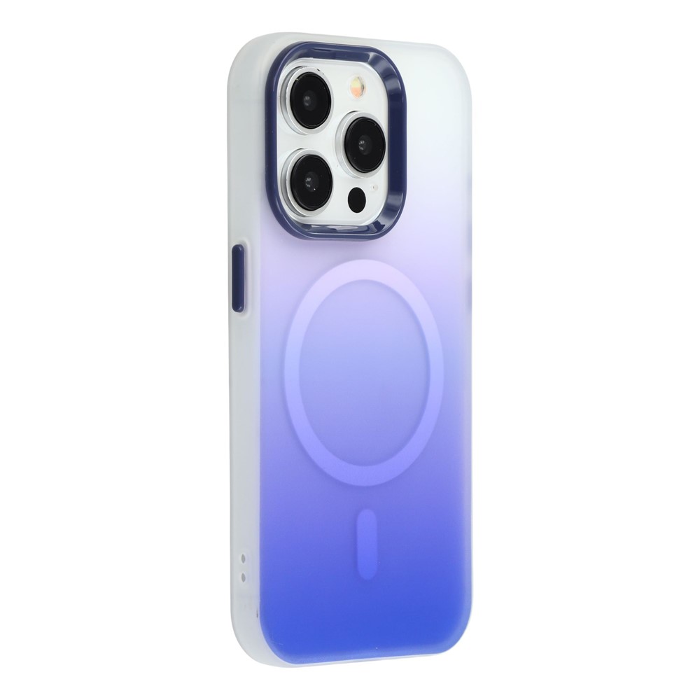 For iPhone 15 Pro Case Compatible with MagSafe Gradient Frosted Design PC + TPU Phone Cover - Blue