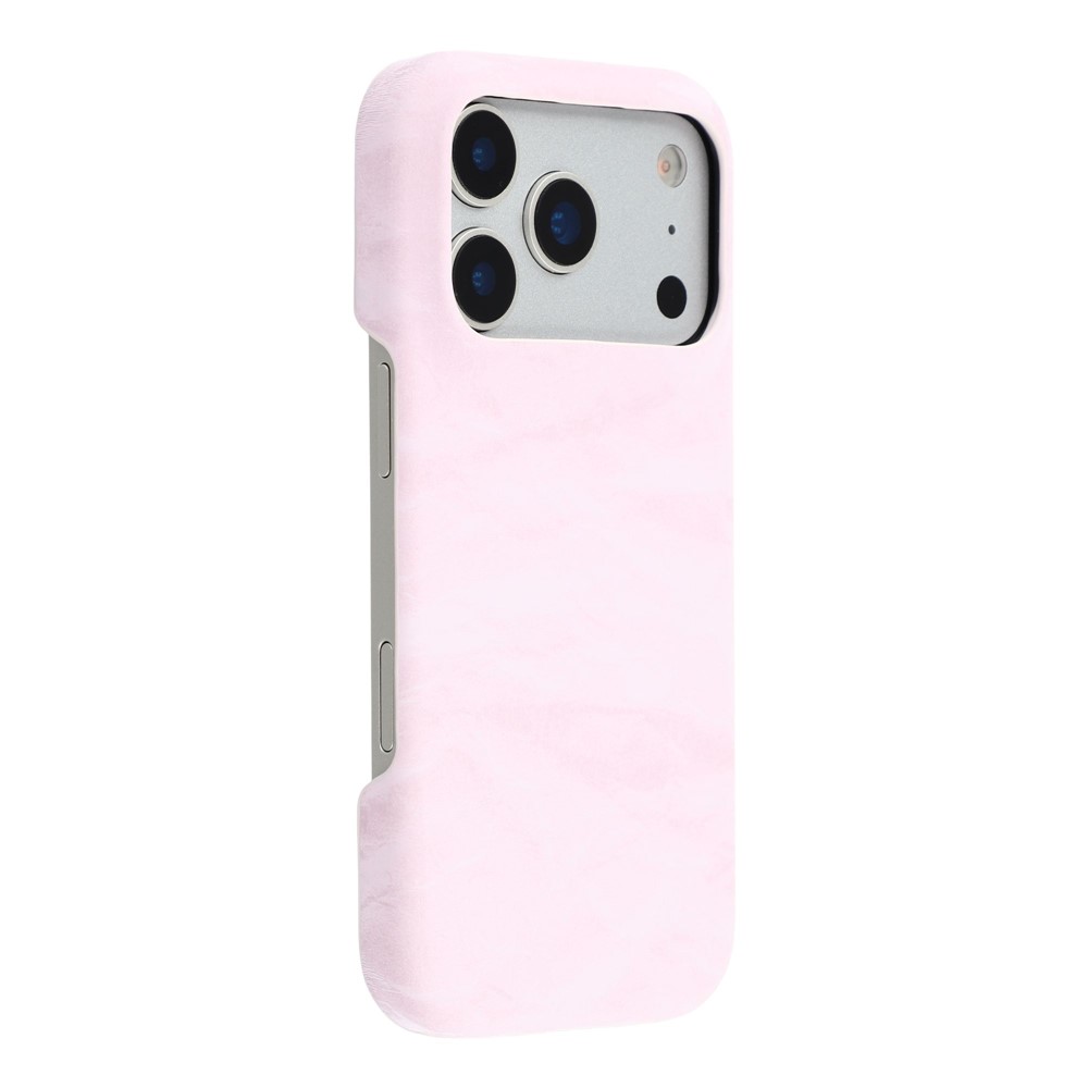 For iPhone 17 Pro Max Case Velvet Texture Leather + PC Phone Back Cover - Pink