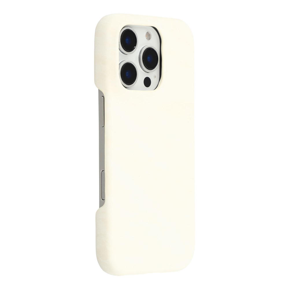 For iPhone 16 Pro Case Velvet Texture Leather + PC Phone Back Cover - White