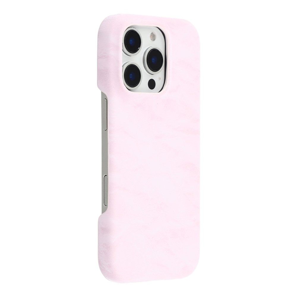 For iPhone 16 Pro Case Velvet Texture Leather + PC Phone Back Cover - Pink