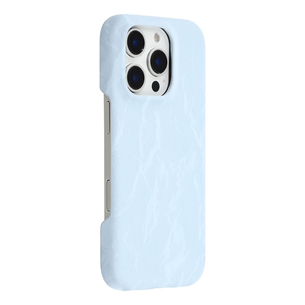 For iPhone 16 Pro Case Velvet Texture Leather + PC Phone Back Cover - Blue