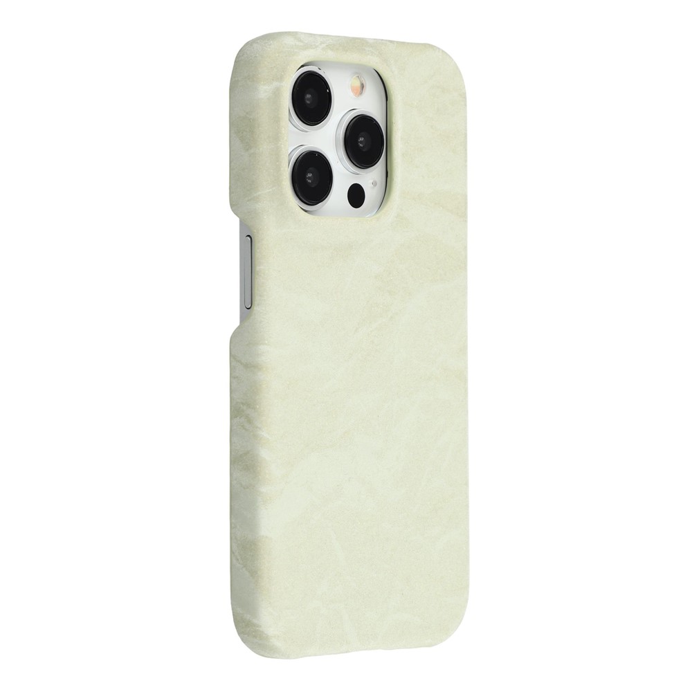 For iPhone 15 Pro Max Case Velvet Texture Leather + PC Phone Back Cover - Green