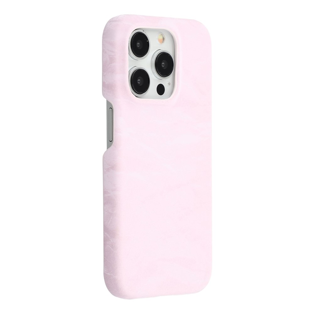 For iPhone 14 Pro Case Velvet Texture Leather + PC Phone Back Cover - Pink