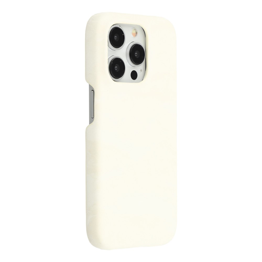 For iPhone 13 Pro Max Case Velvet Texture Leather + PC Phone Back Cover - White
