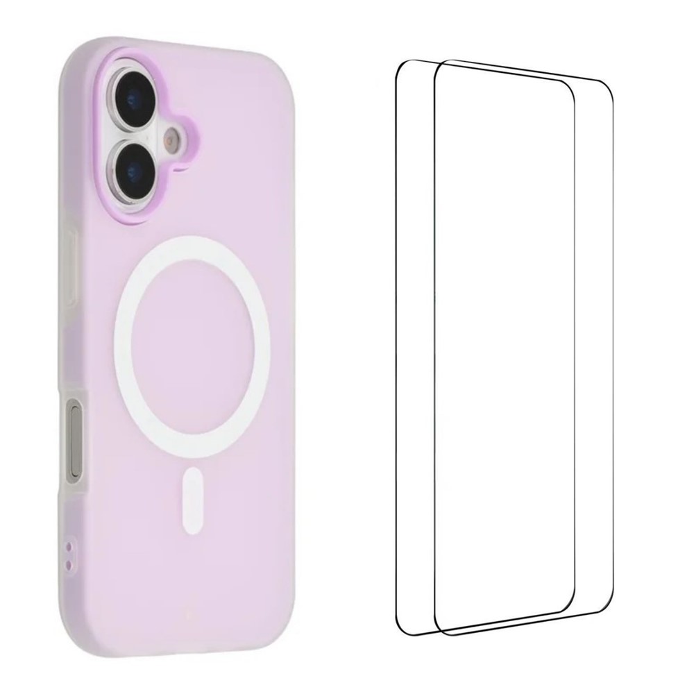 WANLONFENG ML Series For iPhone 17 Magnetic Case Matte PC TPU Phone Cover Large Cutouts with 2Pcs Screen Film - Purple