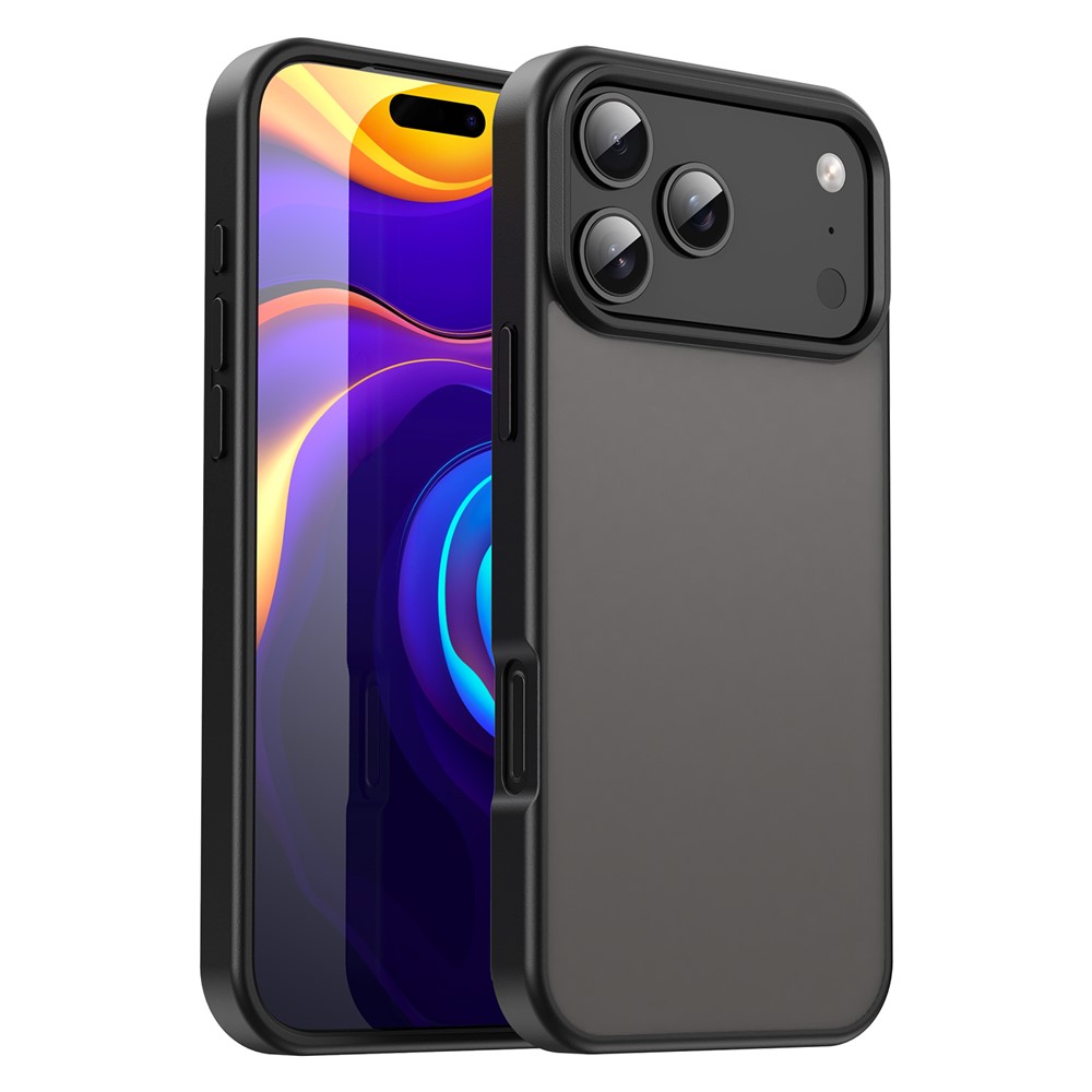 For iPhone 17 Pro Max Case Skin Touch Matte Anti Drop TPU PC Phone Back Cover - Black