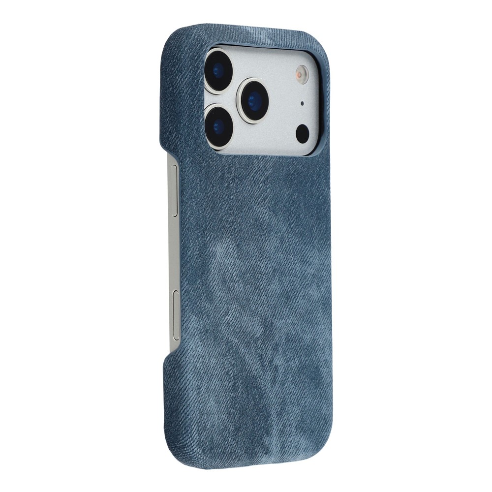 For iPhone 17 Pro Max Magnetic Case Denim Cloth Texture Leather + PC Shockproof Phone Cover - Dark Blue
