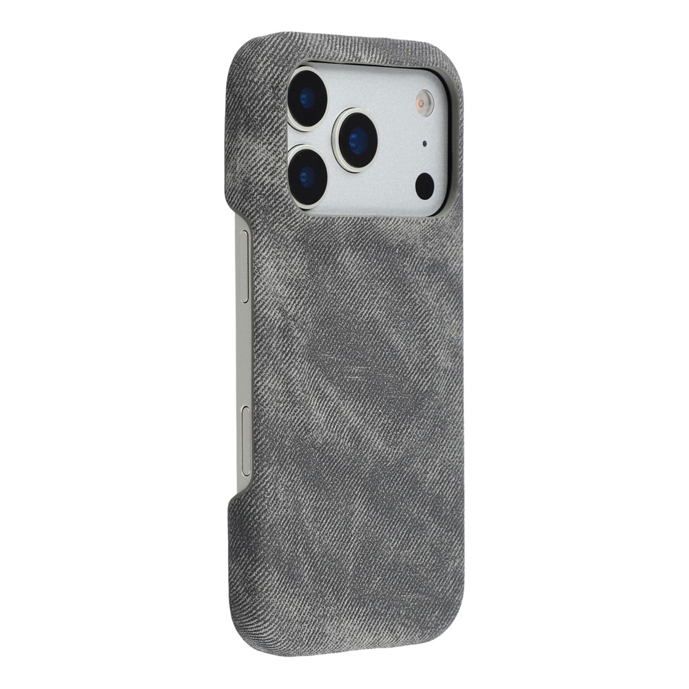 For iPhone 17 Pro Magnetic Case Denim Cloth Texture Leather + PC Shockproof Phone Cover - Dark Grey