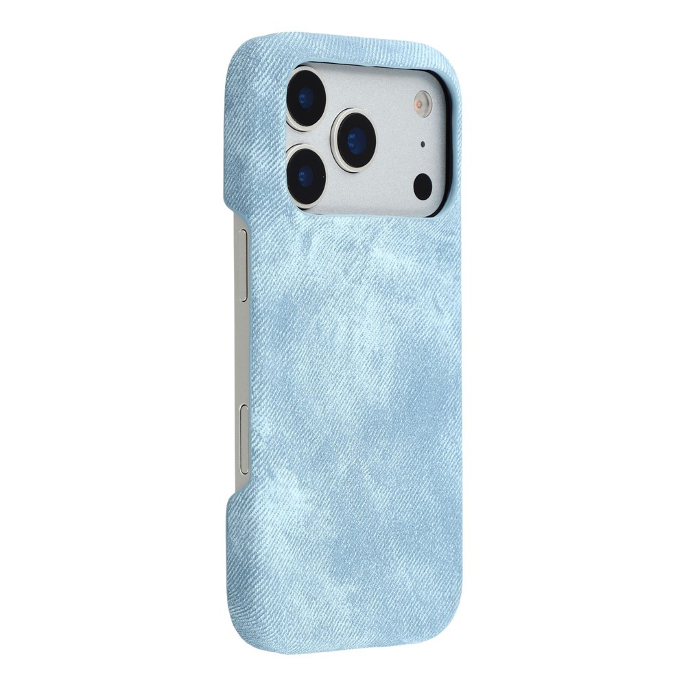 For iPhone 17 Pro Magnetic Case Denim Cloth Texture Leather + PC Shockproof Phone Cover - Baby Blue
