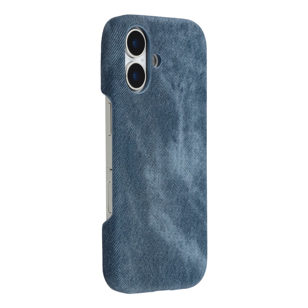 For iPhone 17 Magnetic Case Denim Cloth Texture Leather + PC Shockproof Phone Cover - Dark Blue
