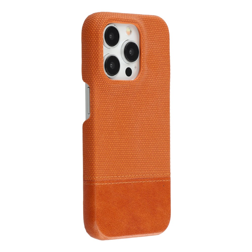 For iPhone 15 Pro Max Case PU Leather + PC Splicing Anti-Slip Phone Cover - Brown