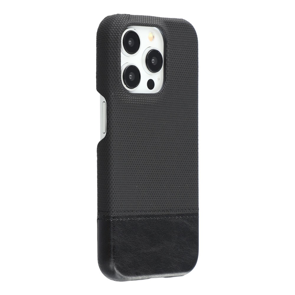 For iPhone 13 Pro Max Case PU Leather + PC Splicing Anti-Slip Phone Cover - Black