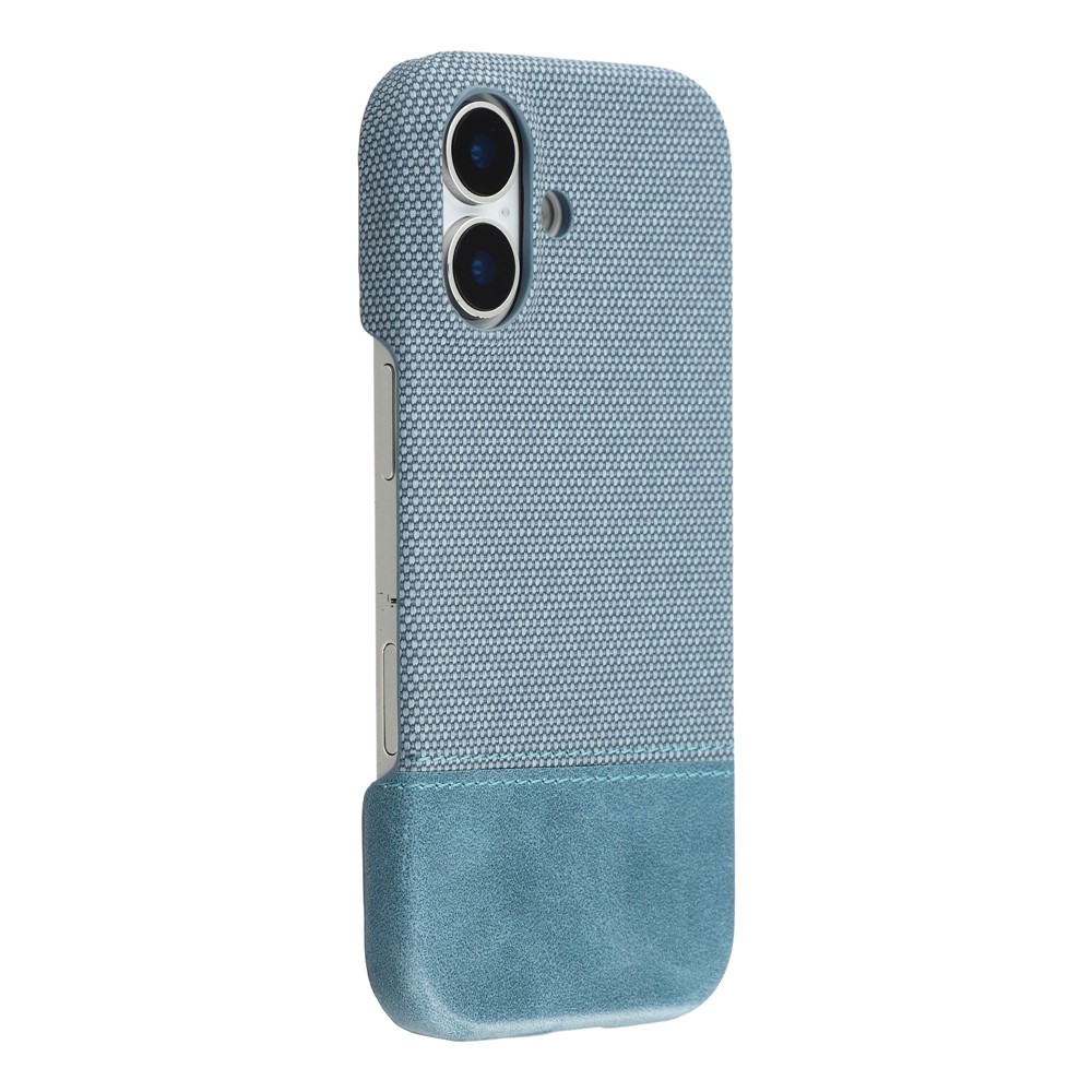 For iPhone 16 Case PU Leather + PC Splicing Anti-Slip Phone Cover - Baby Blue