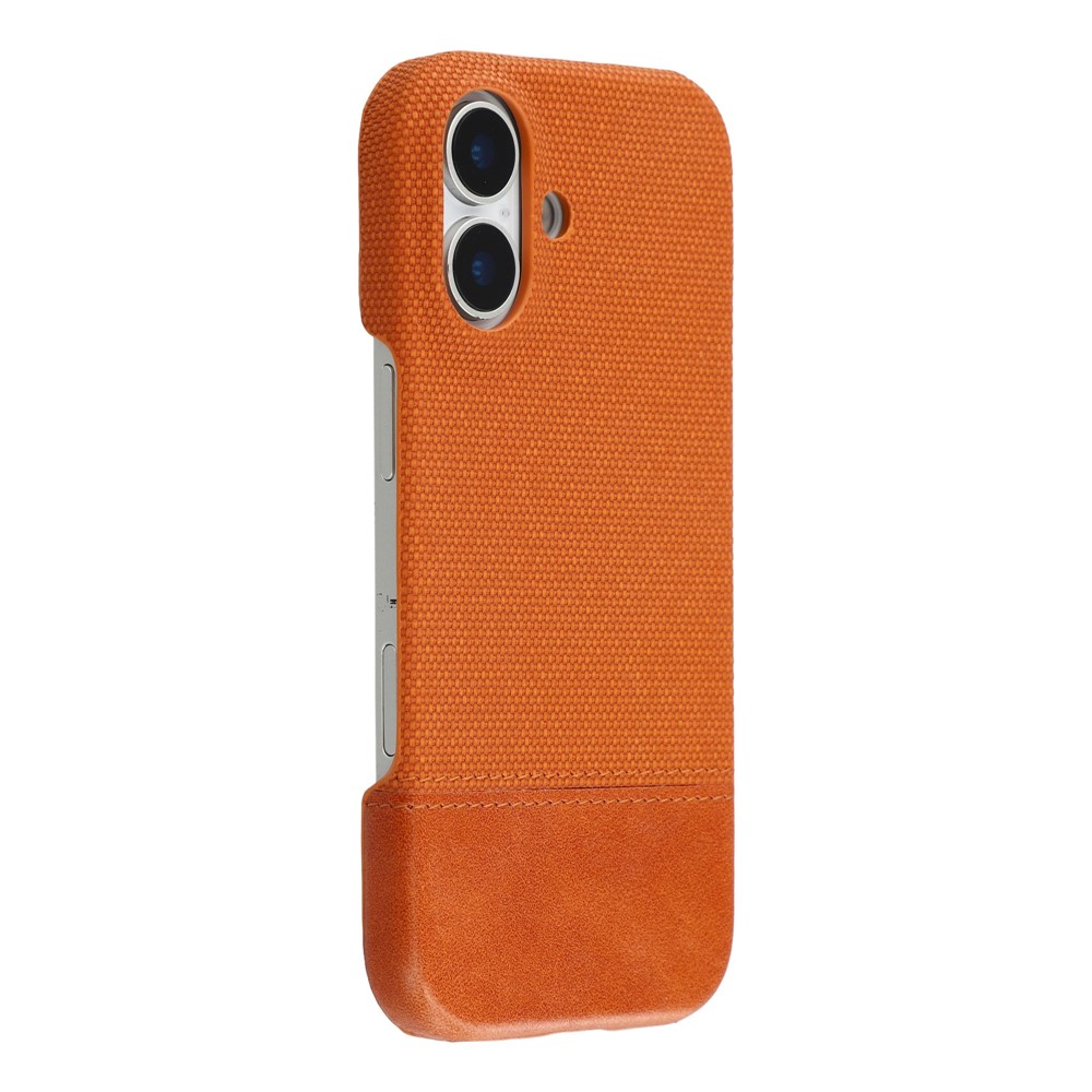 For iPhone 16 Case PU Leather + PC Splicing Anti-Slip Phone Cover - Brown