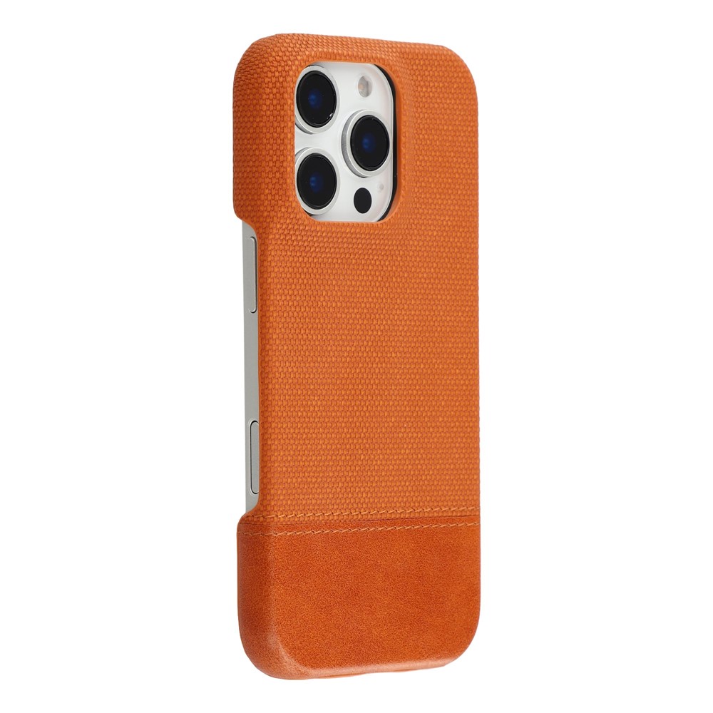 For iPhone 16 Pro Max Case PU Leather + PC Splicing Anti-Slip Phone Cover - Brown