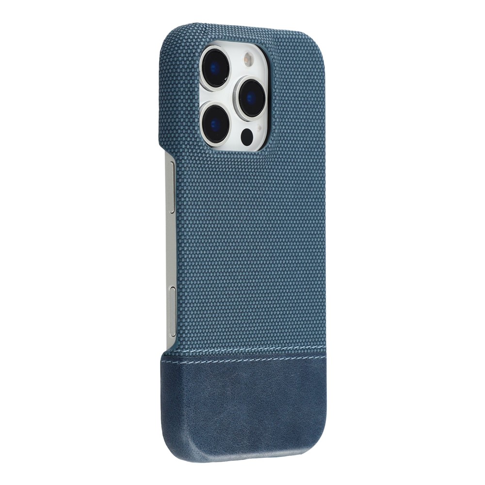For iPhone 16 Pro Max Case PU Leather + PC Splicing Anti-Slip Phone Cover - Blue