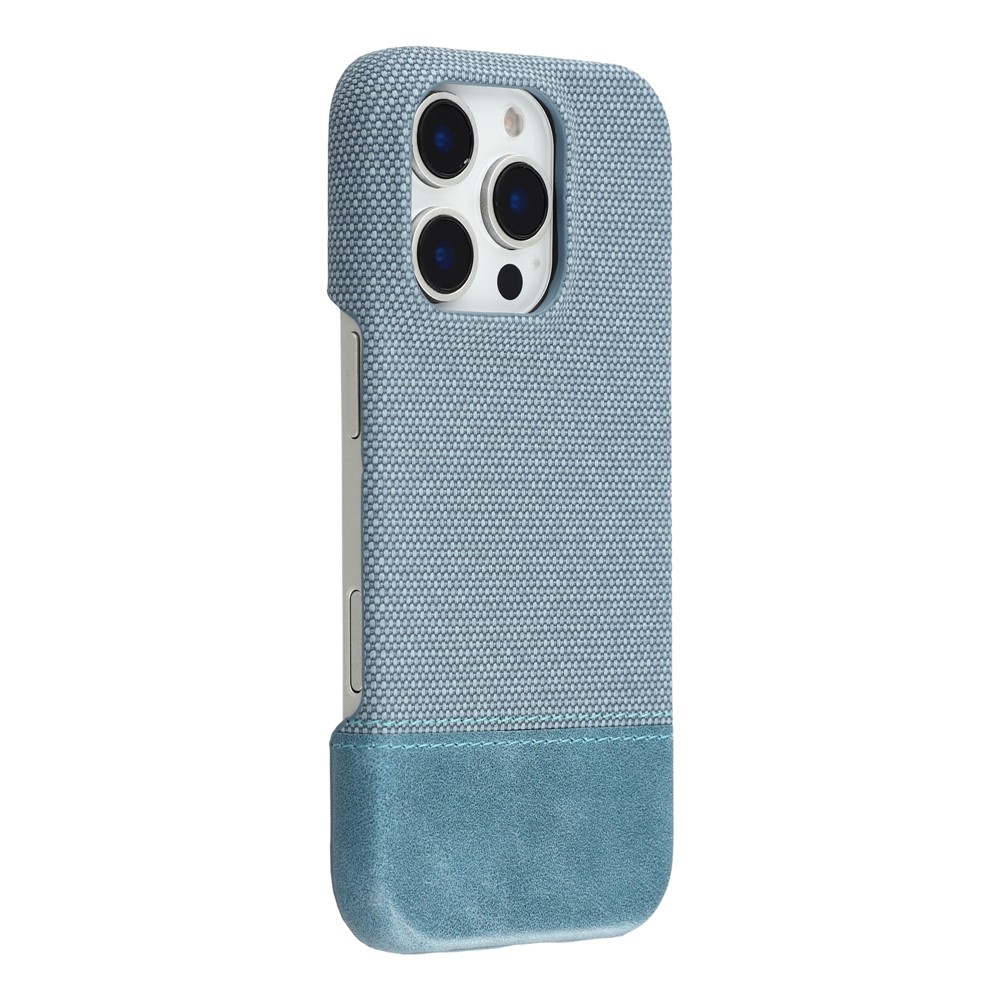 For iPhone 16 Pro Case PU Leather + PC Splicing Anti-Slip Phone Cover - Baby Blue