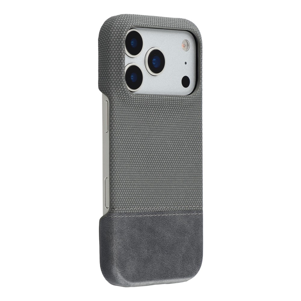 For iPhone 17 Pro Max Case PU Leather + PC Splicing Anti-Slip Phone Cover - Grey