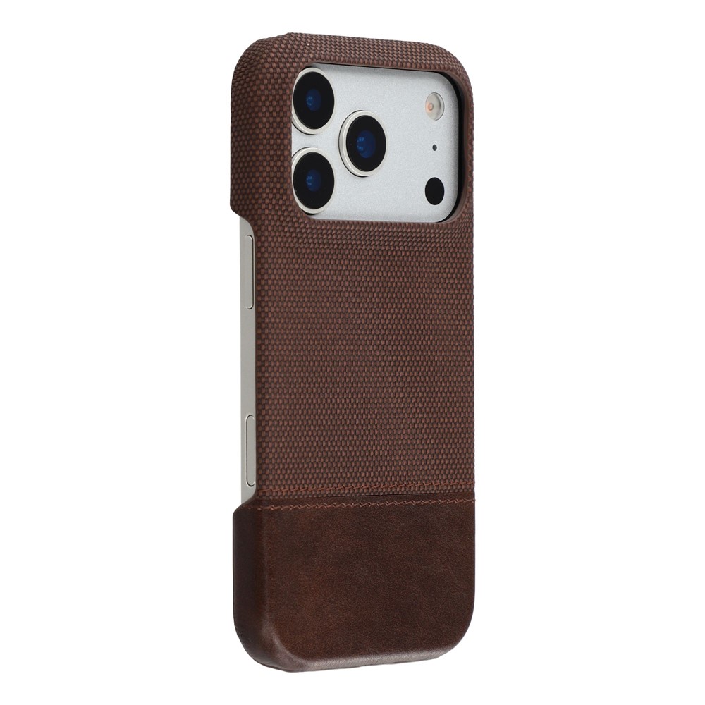 For iPhone 17 Pro Max Case PU Leather + PC Splicing Anti-Slip Phone Cover - Dark Brown