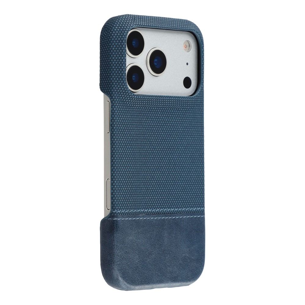 For iPhone 17 Pro Max Case PU Leather + PC Splicing Anti-Slip Phone Cover - Blue