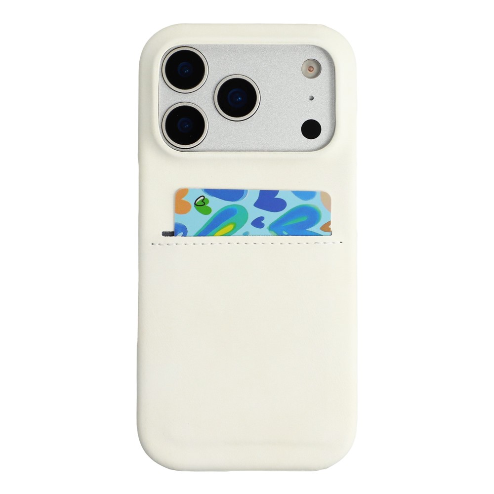 For iPhone 17 Pro Case Skin-Touch Leather + PC Phone Cover with Card Slot - White