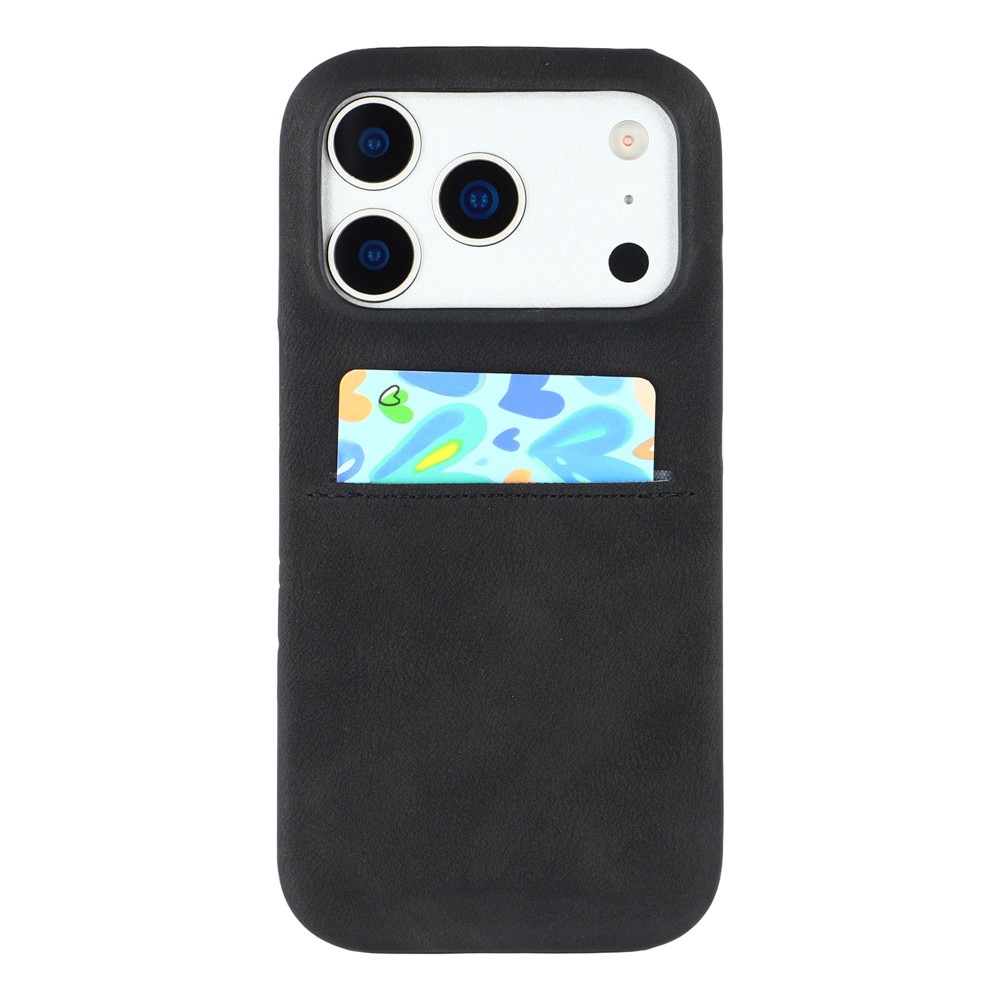 For iPhone 17 Pro Case Skin-Touch Leather + PC Phone Cover with Card Slot - Black