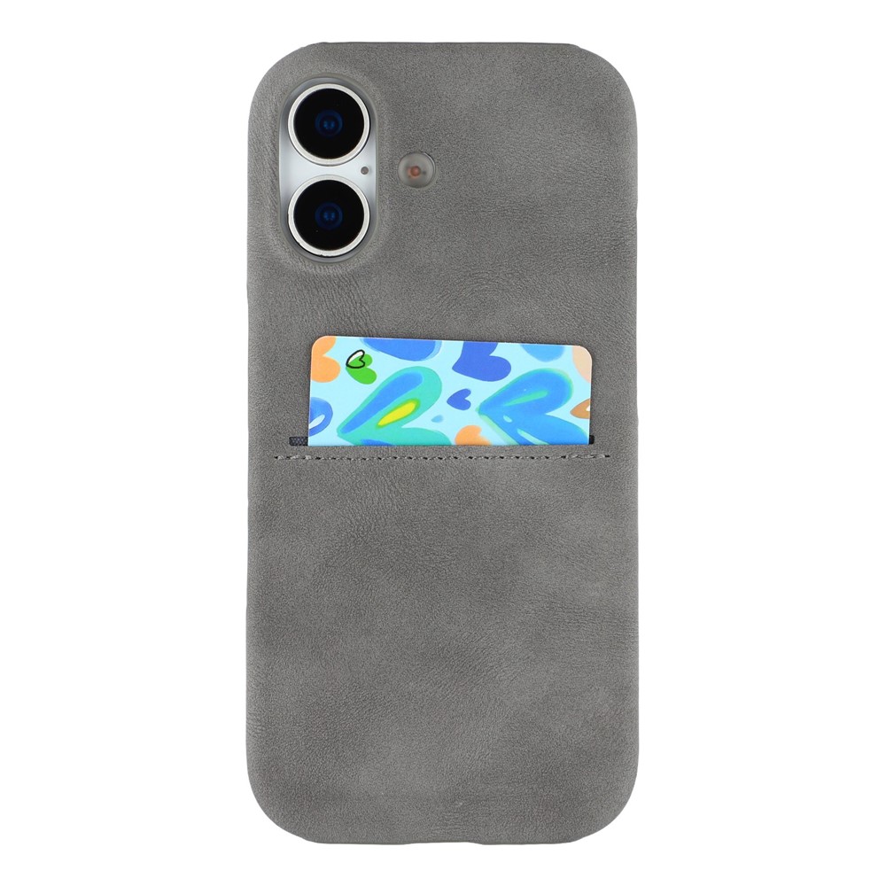 For iPhone 17 Case Skin-Touch Leather + PC Phone Cover with Card Slot - Grey