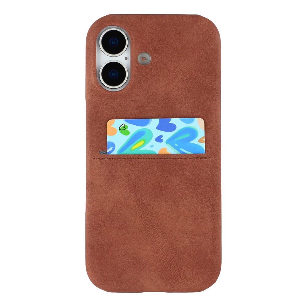 For iPhone 17 Case Skin-Touch Leather + PC Phone Cover with Card Slot - Brown
