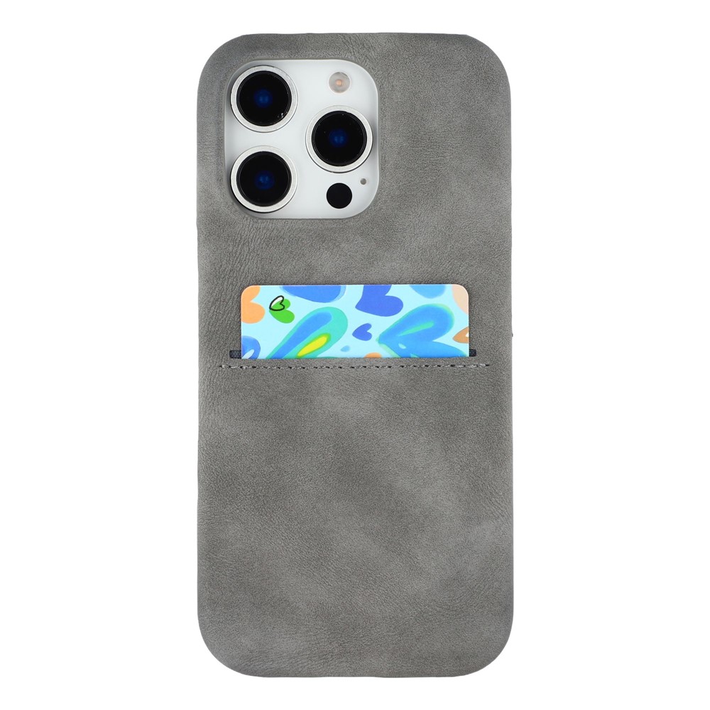 For iPhone 16 Pro Max Case Skin-Touch Leather + PC Phone Cover with Card Slot - Grey
