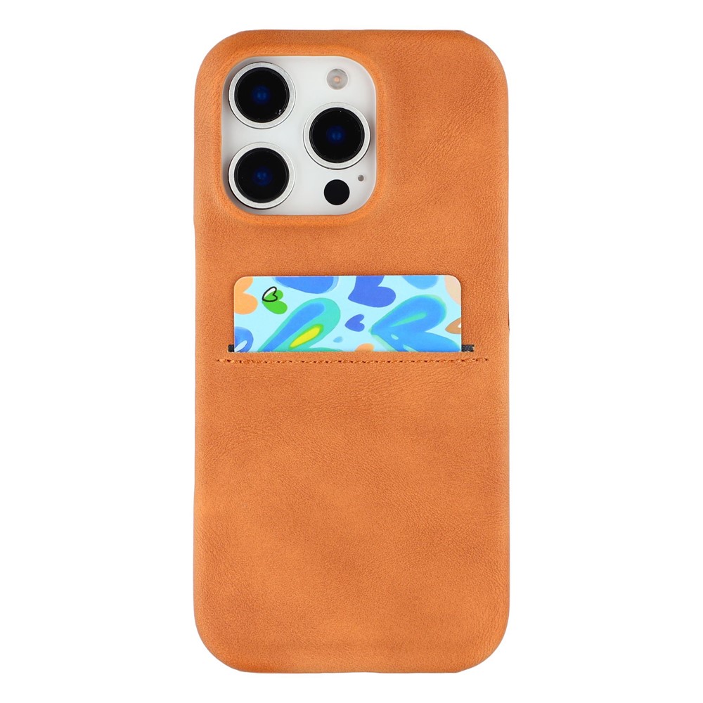 For iPhone 16 Pro Case Skin-Touch Leather + PC Phone Cover with Card Slot - Yellow