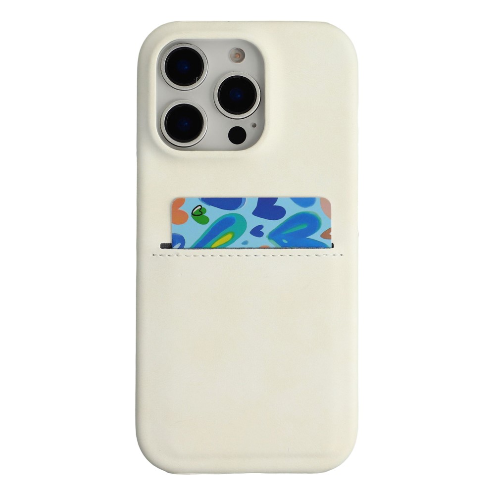 For iPhone 16 Pro Case Skin-Touch Leather + PC Phone Cover with Card Slot - White