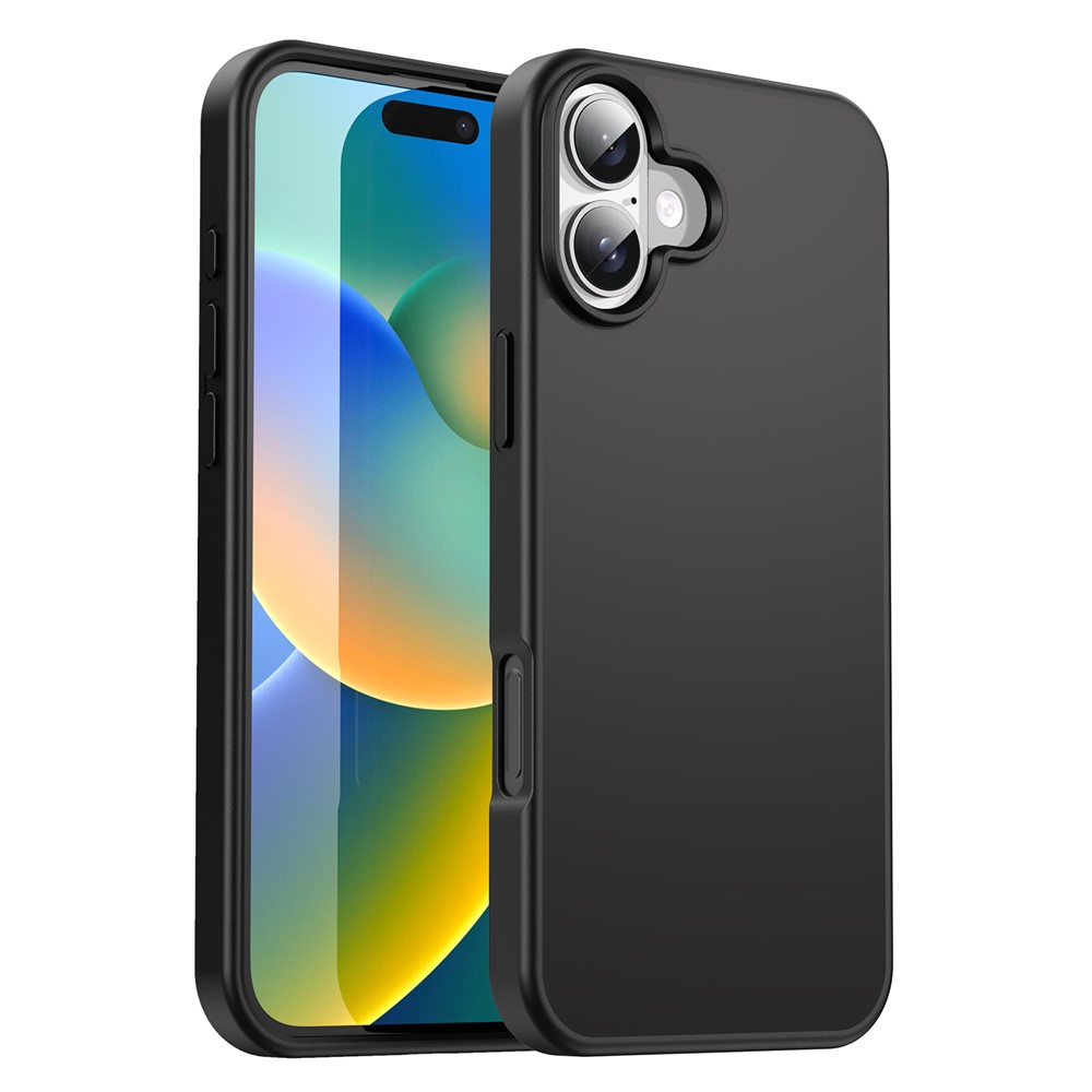 For iPhone 16 Case Skin Touch Matte Anti Drop TPU PC Phone Back Cover - All Black