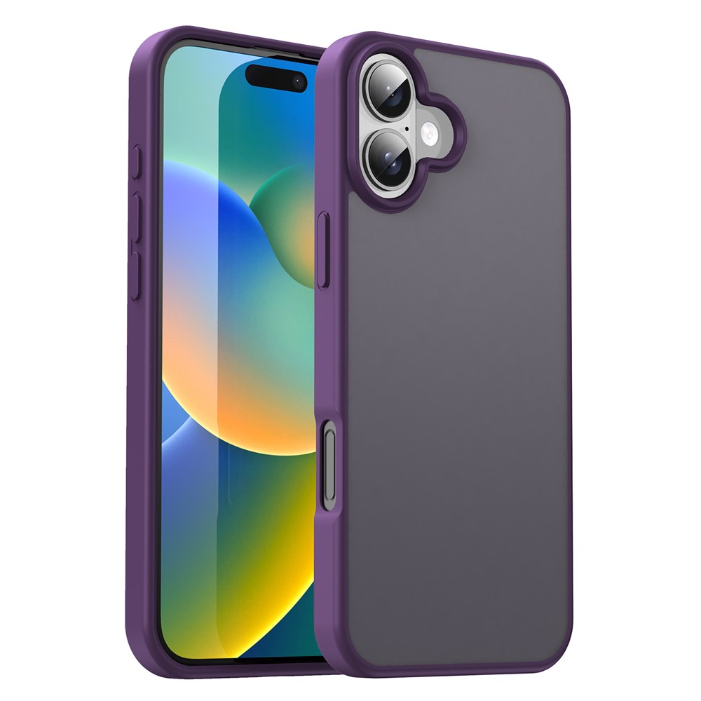 For iPhone 16 Case Skin Touch Matte Anti Drop TPU PC Phone Back Cover - Purple