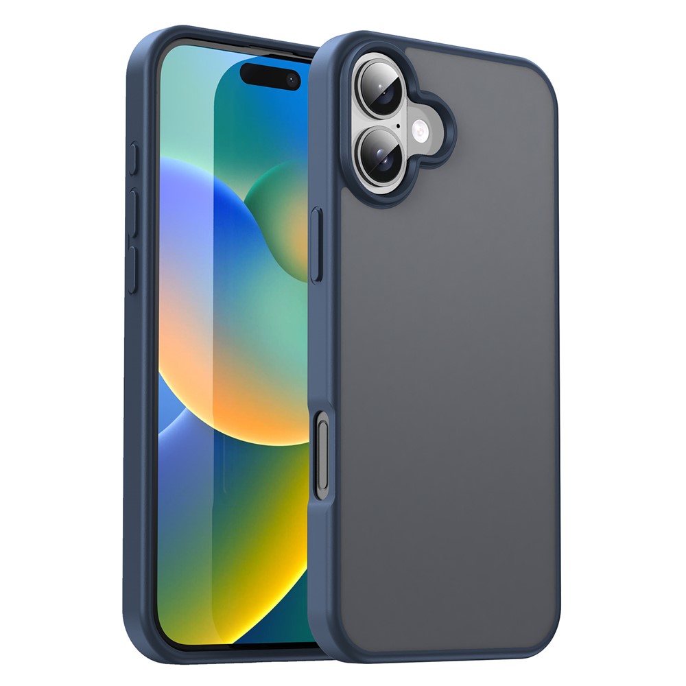 For iPhone 16 Case Skin Touch Matte Anti Drop TPU PC Phone Back Cover - Blue