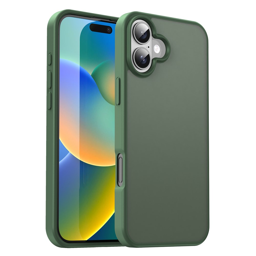 For iPhone 16 Case Skin Touch Matte Anti Drop TPU PC Phone Back Cover - Olive Green