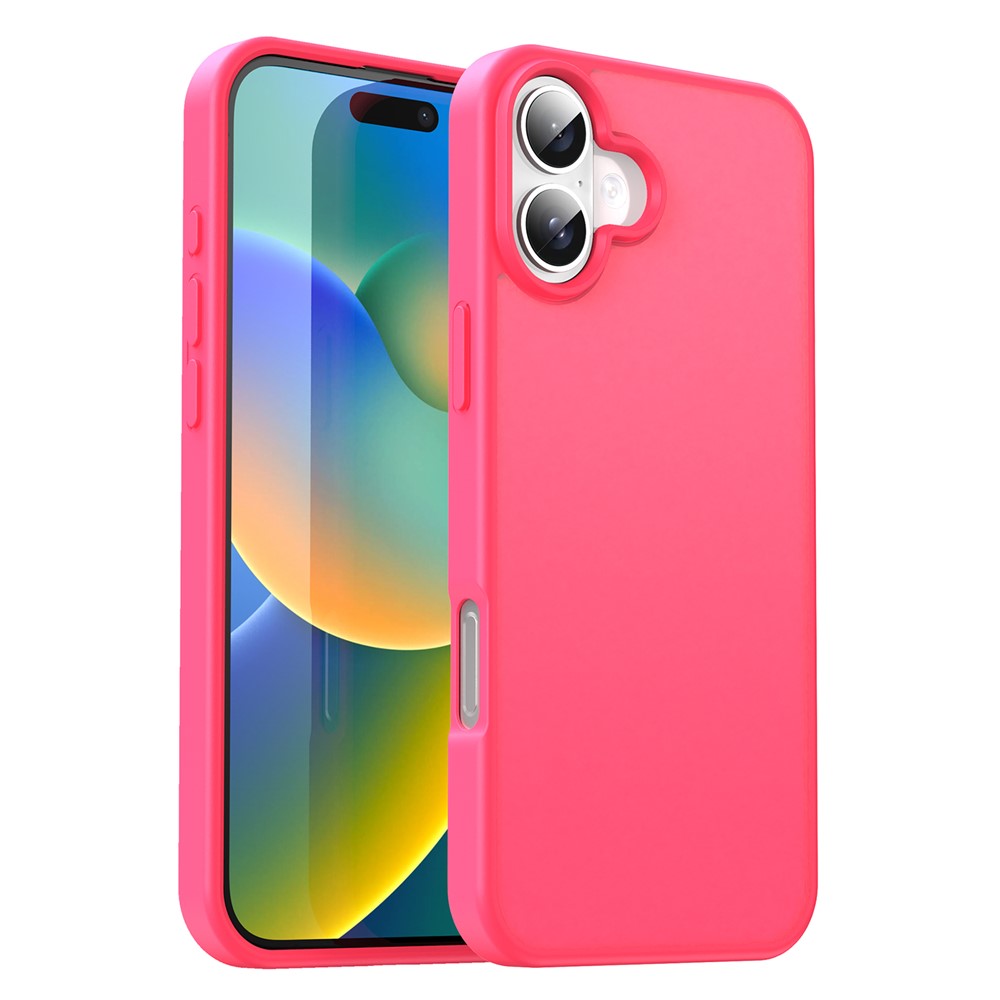 For iPhone 16 Case Skin Touch Matte Anti Drop TPU PC Phone Back Cover - Rose