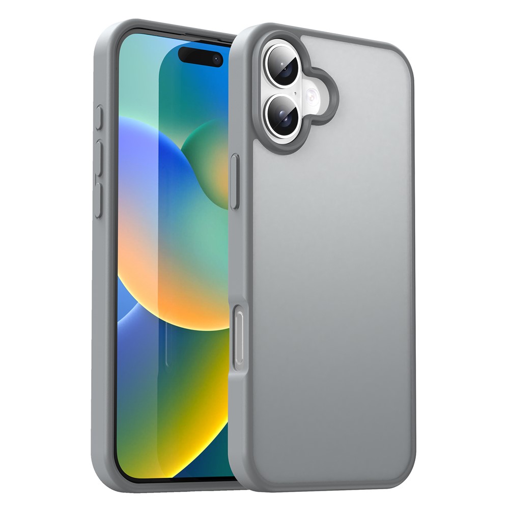 For iPhone 16 Case Skin Touch Matte Anti Drop TPU PC Phone Back Cover - Silver