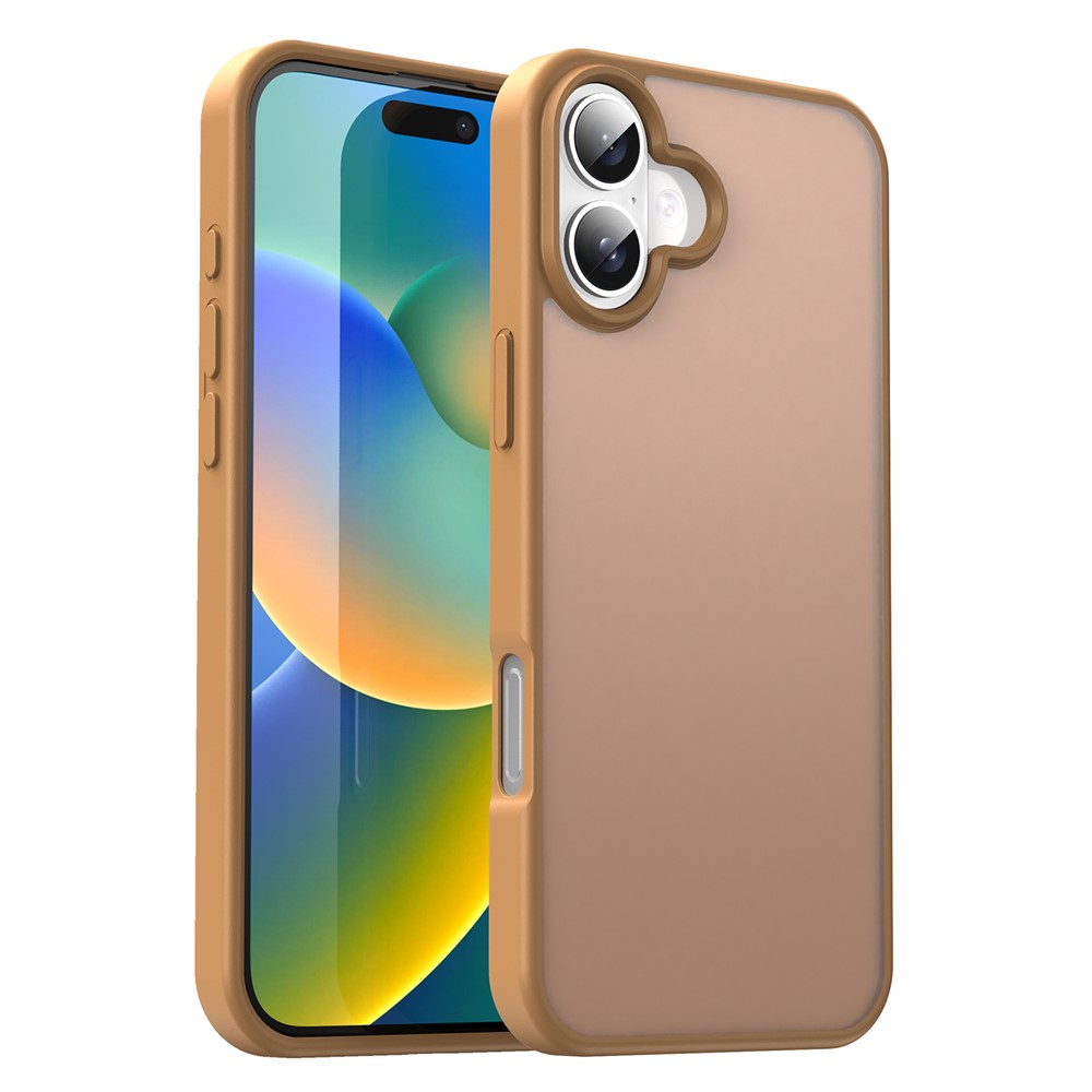 For iPhone 16 Case Skin Touch Matte Anti Drop TPU PC Phone Back Cover - Desert Gold