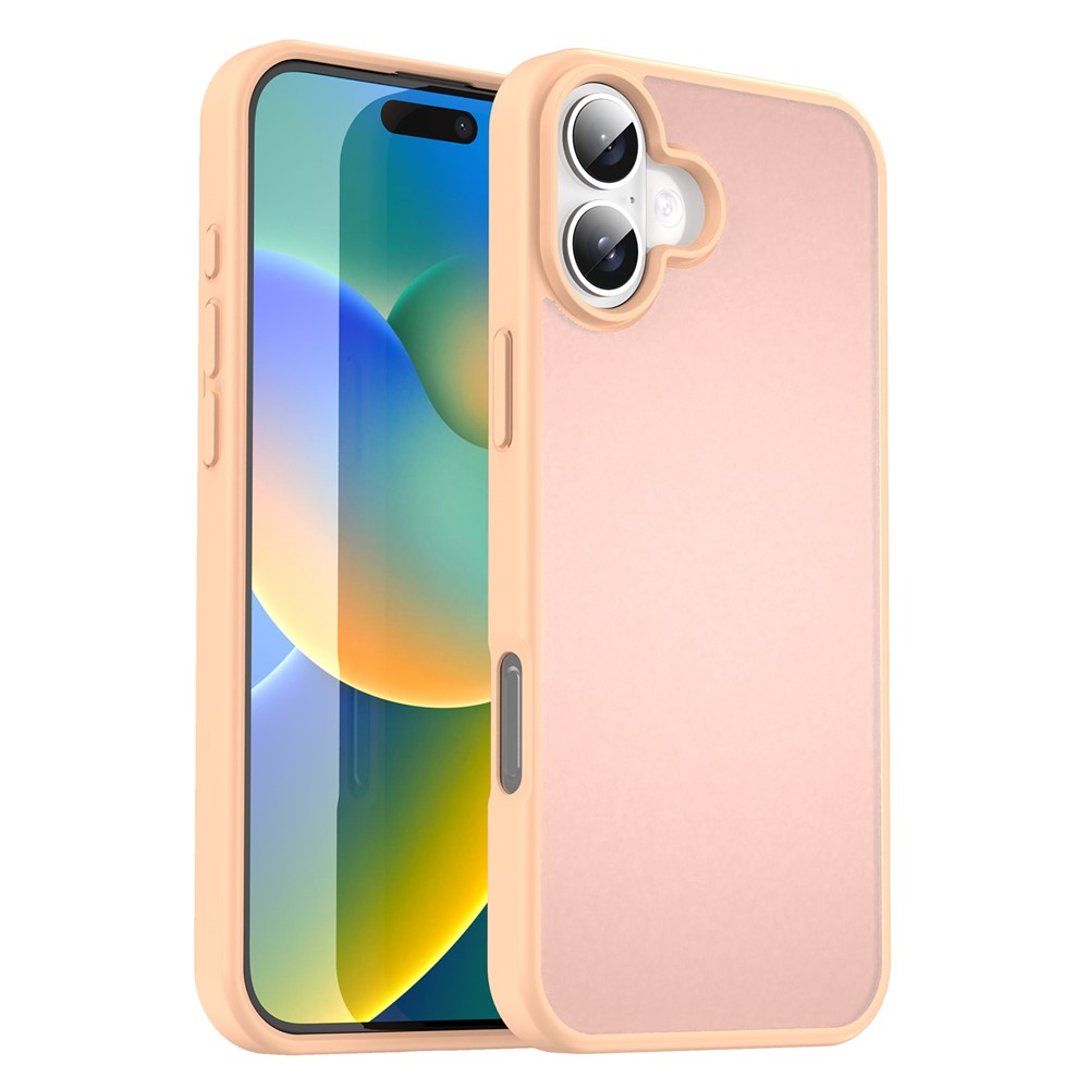 For iPhone 16 Case Skin Touch Matte Anti Drop TPU PC Phone Back Cover - Pink