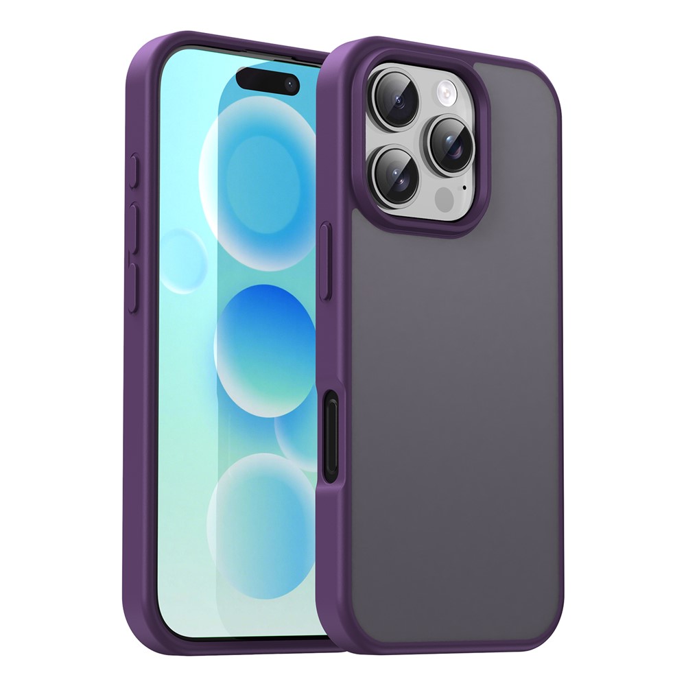 For iPhone 16 Pro Case Skin Touch Matte Anti Drop TPU PC Phone Back Cover - Purple
