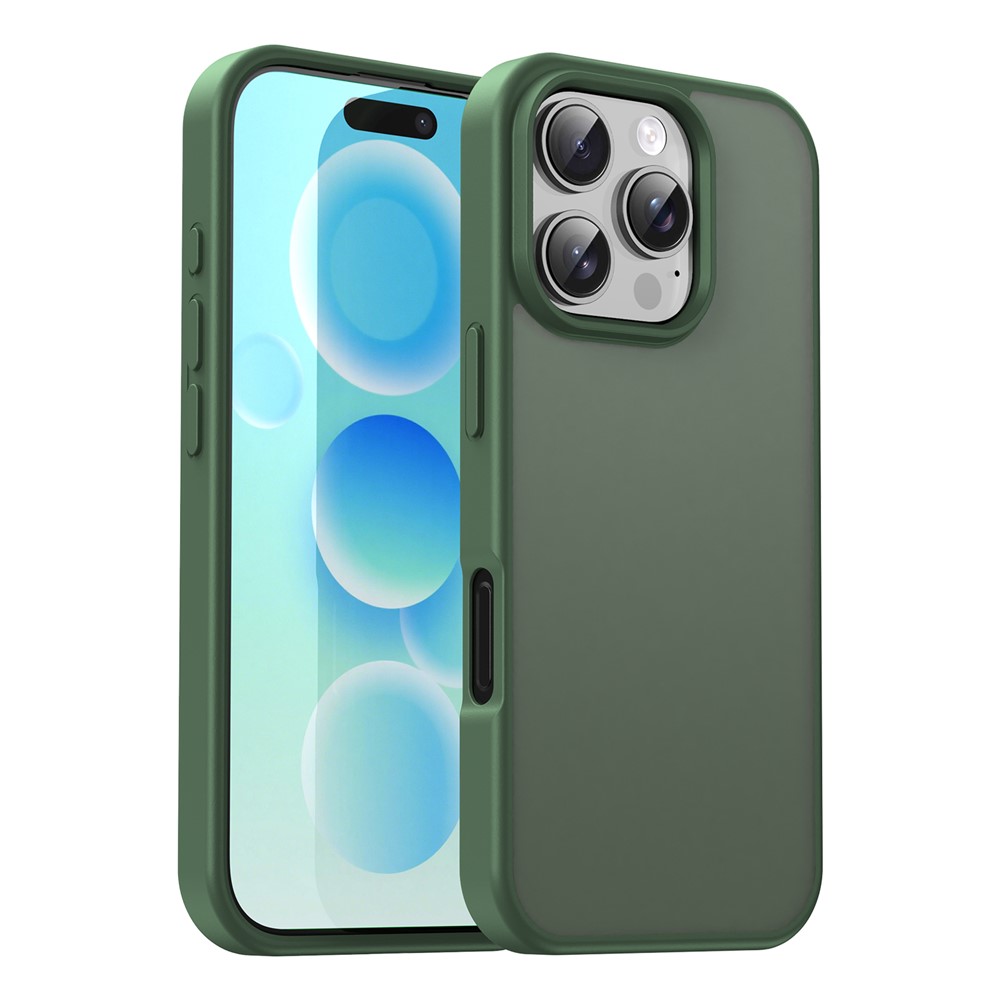 For iPhone 16 Pro Case Skin Touch Matte Anti Drop TPU PC Phone Back Cover - Olive Green